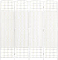 HOMCOM 4 Panel Room Divider, Folding Privacy Screen, 5.6' Room Separator, Wave Fiber Freestanding Partition Wall Divider, White