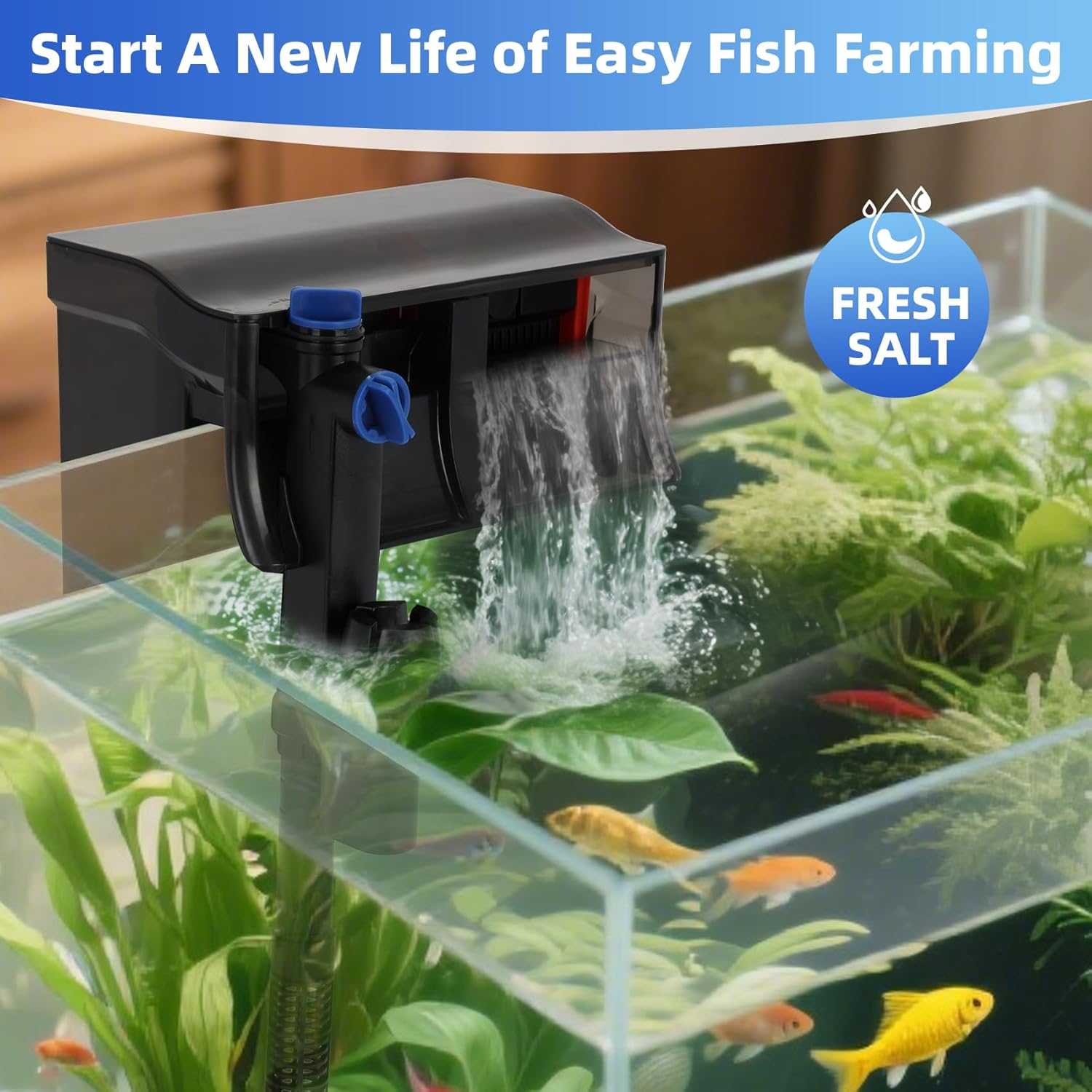 10-30 Gal Wall Mounted Aquarium Filter Multi Layer Filtration System Efficient Wall Hanging Fish Tank Filter for Clear Water and Healthy Aquatic Life Ideal for Freshwater and Saltwater Aquariums