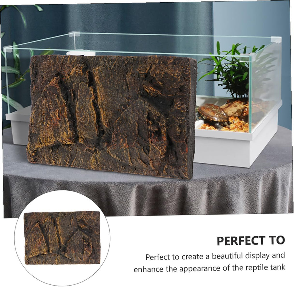 2pcs Reptile Tank Background Board PU Material Lightweight Decorative Aquarium Backdrop for Turtle Lizard and Terrarium Use Natural Rock Effect