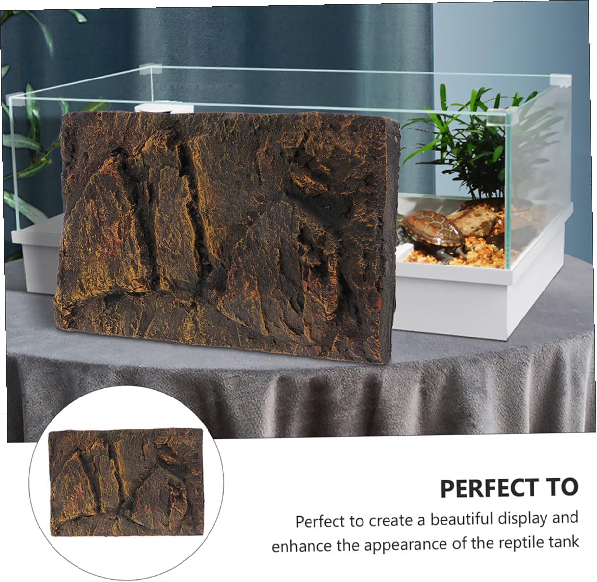 2pcs Reptile Tank Background Board PU Material Lightweight Decorative Aquarium Backdrop for Turtle Lizard and Terrarium Use Natural Rock Effect