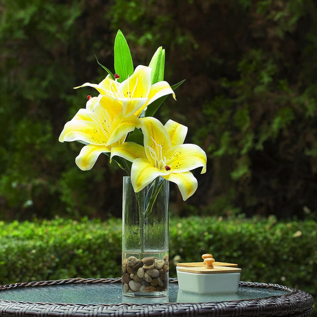 Enova Floral Cylinder Glass Vase 5 x 12 Inches Round Large Flower Vase, Pillar Candle Floating Candle Holder Vase, Tall Glass Vase for Flowers, Glass Vase for Decor, Wedding Centerpieces (1 Piece)