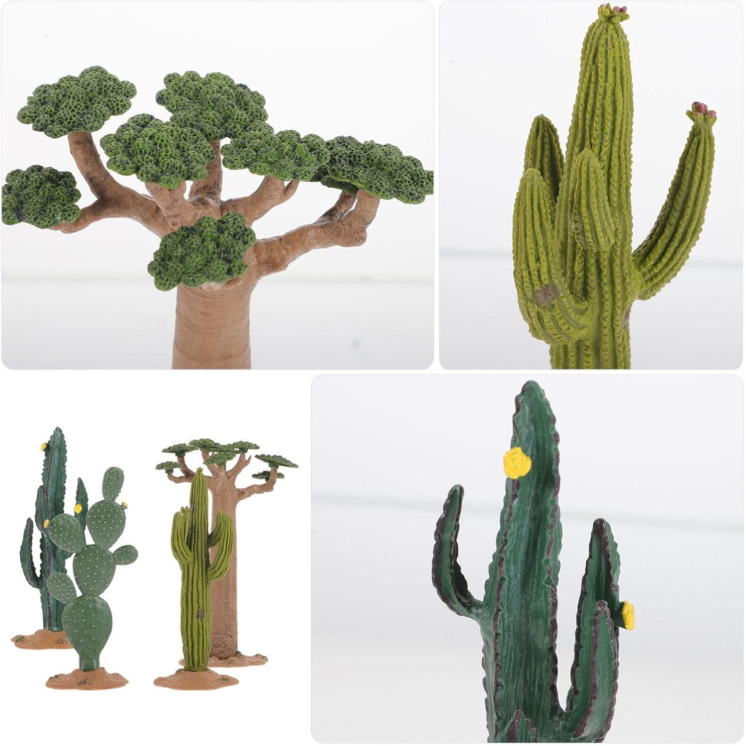 Mini Model Cactus 4pcs Mini Artificial Cactus Plants Fake Model Miniature Plastic Decor Lifelike Desert Tree Statue for Micro Landscape Train Railway Sand Table
