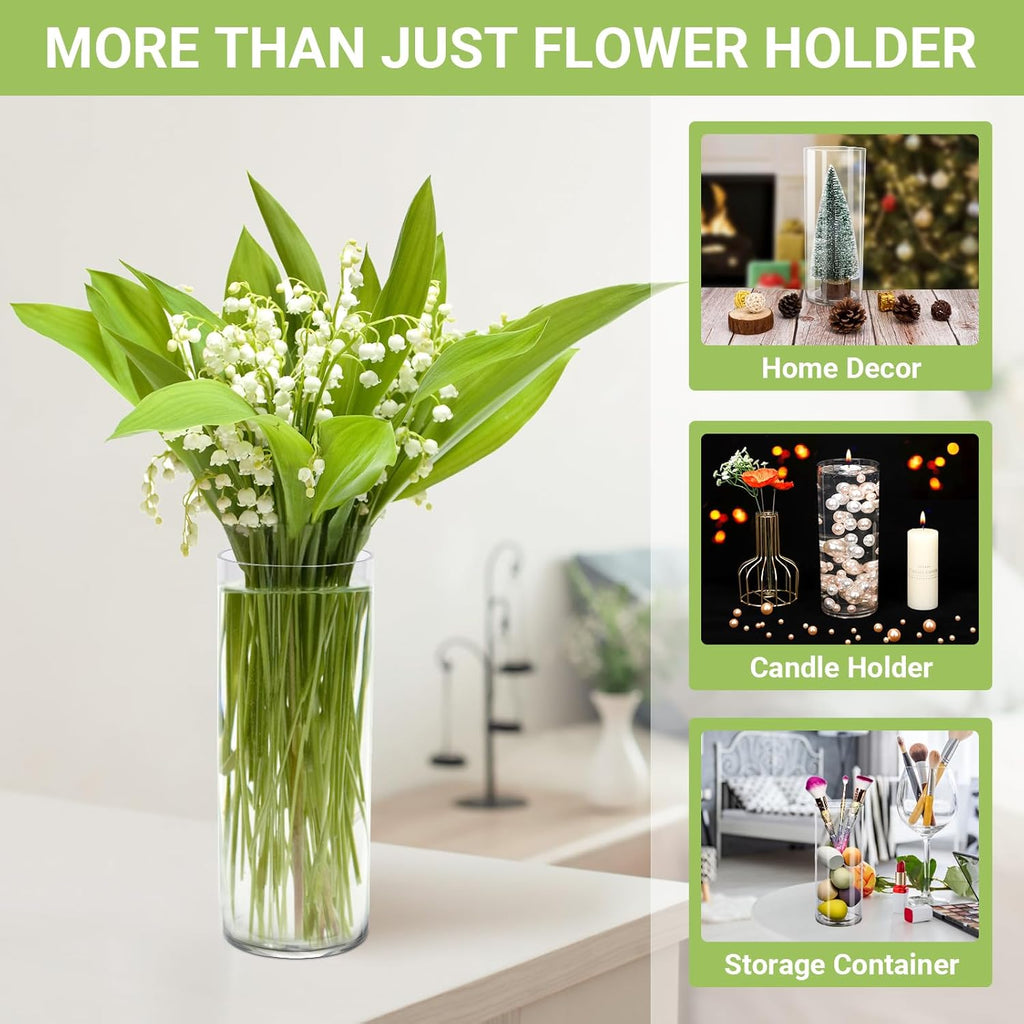 SUREAM Cylinder Wedding Vases for Centerpieces, 7.8/7.8/9.8 Inch Tall Clear Flower Vase, Different Sizer Floating Candle Holder for Table Centerpiece Wedding Home Decor