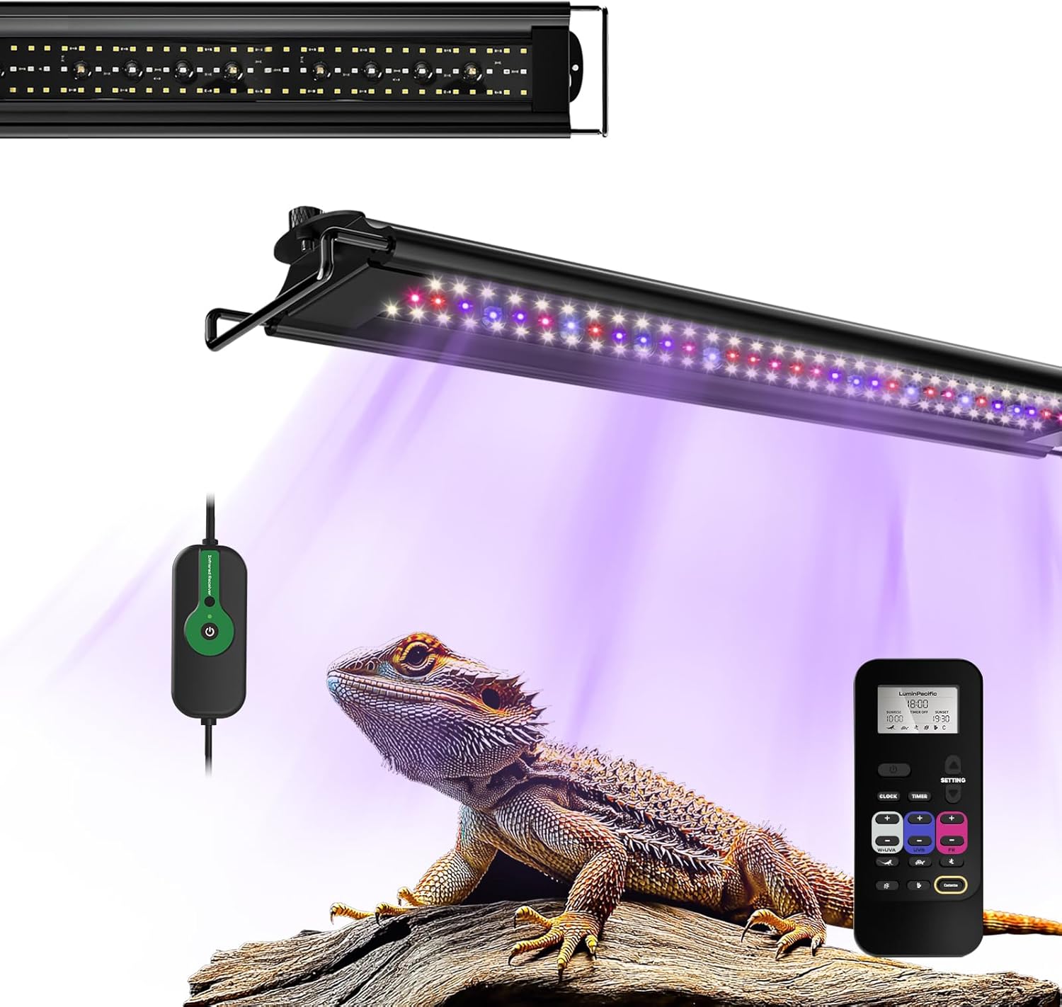 20W LED UVB Strip Lights for Reptiles, Dimming UVB UVA Reptile Lamp, LCD Remote Control with 24/7 Timer, Multiple Modes for Bearded Dragon Leopard Gecko Tortoise Frog Snake Plant