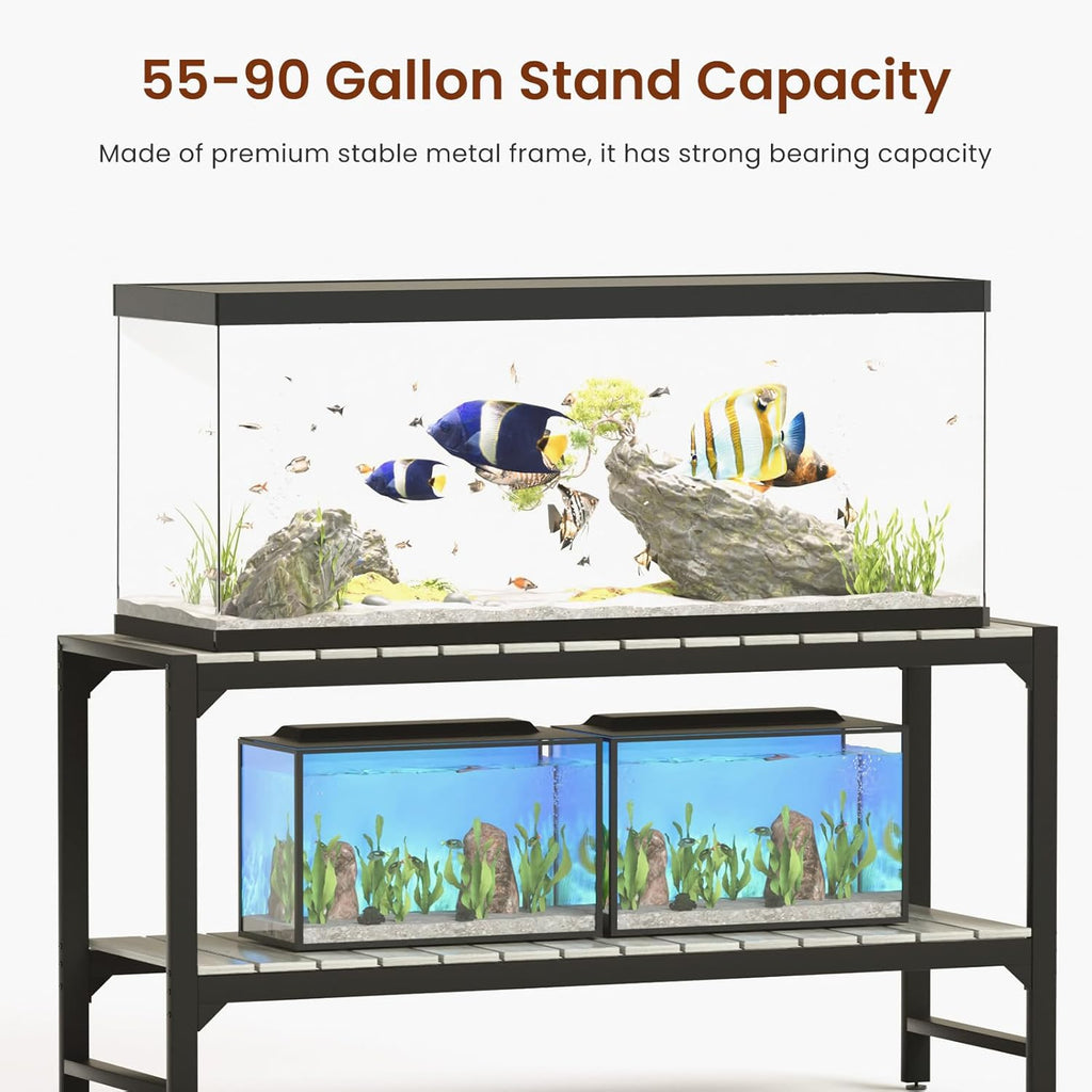 Tatub 55-90 Gallon Fish Tank Stand, Metal Aquarium Stand with 2-tier Open Shelves & Thickened Slats, Heavy Duty Metal Large Aquarium Stand for up to 6 Total Aquariums, 1000 LBS Capacity Per Shelf
