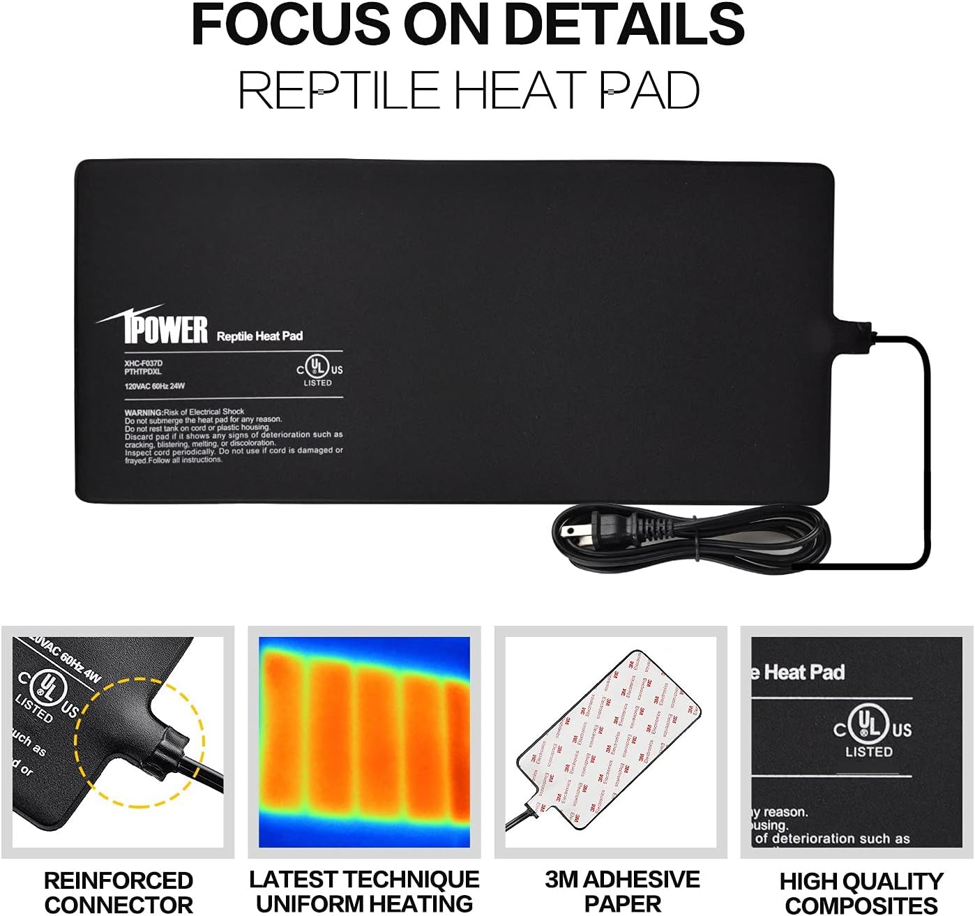 iPower 8X18 Inch Reptile Heat Pad Under Tank Heater Terrarium Warmer Heating Mat and Digital Thermostat Controller for Turtles Lizards Frogs and Other Small Animals
