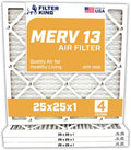 Filter King 25x25x1 Air Filter | 4-PACK | MERV 13 HVAC Pleated A/C Furnace Filters | MADE IN USA | Actual Size: 24.75 x 24.75 x .75"
