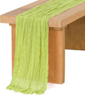 Ling's Moment 14Ft Light Green Cheesecloth Table Runner Lily of The Valley Lime Green Tablecloth Sage Table Runners for Wedding Celebrations for Baby Shower Decorations