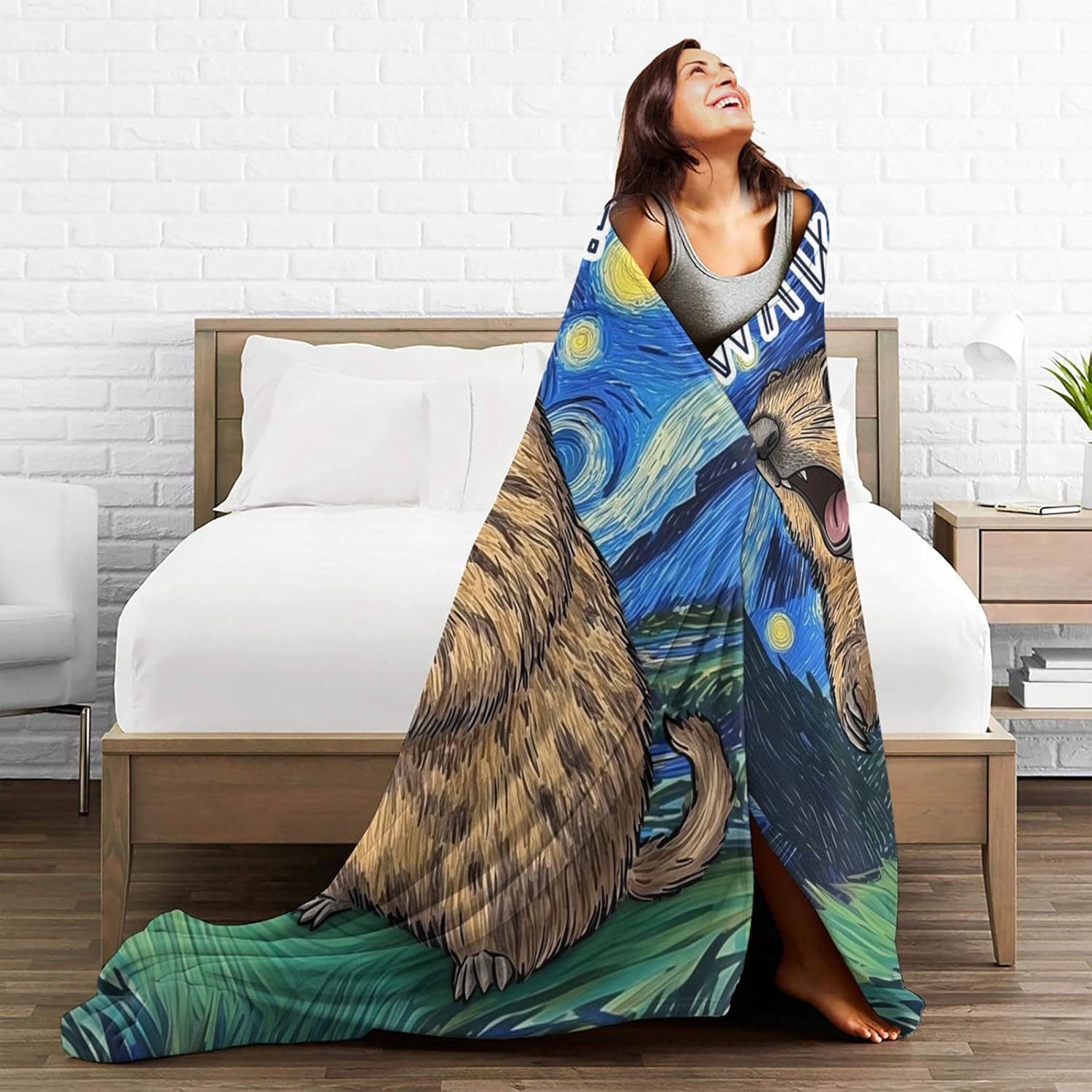 Capybara Throw Blanket Groundhog Throw Blankets Gifts for Couch Sofa Bed Stuff Decor Soft Cozy Fleece Plush Warm Flannel Bedding for Lover Men Women Boys Girls 40"x50"