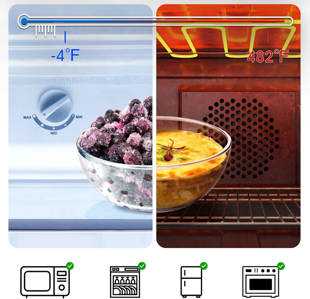 NUTRIUPS 5 Inch Small Glass Bowls, Glass Dessert Bowl Set, Clear Tempered Glass Sauce Bowls for Kitchen Microwave and Oven Safe