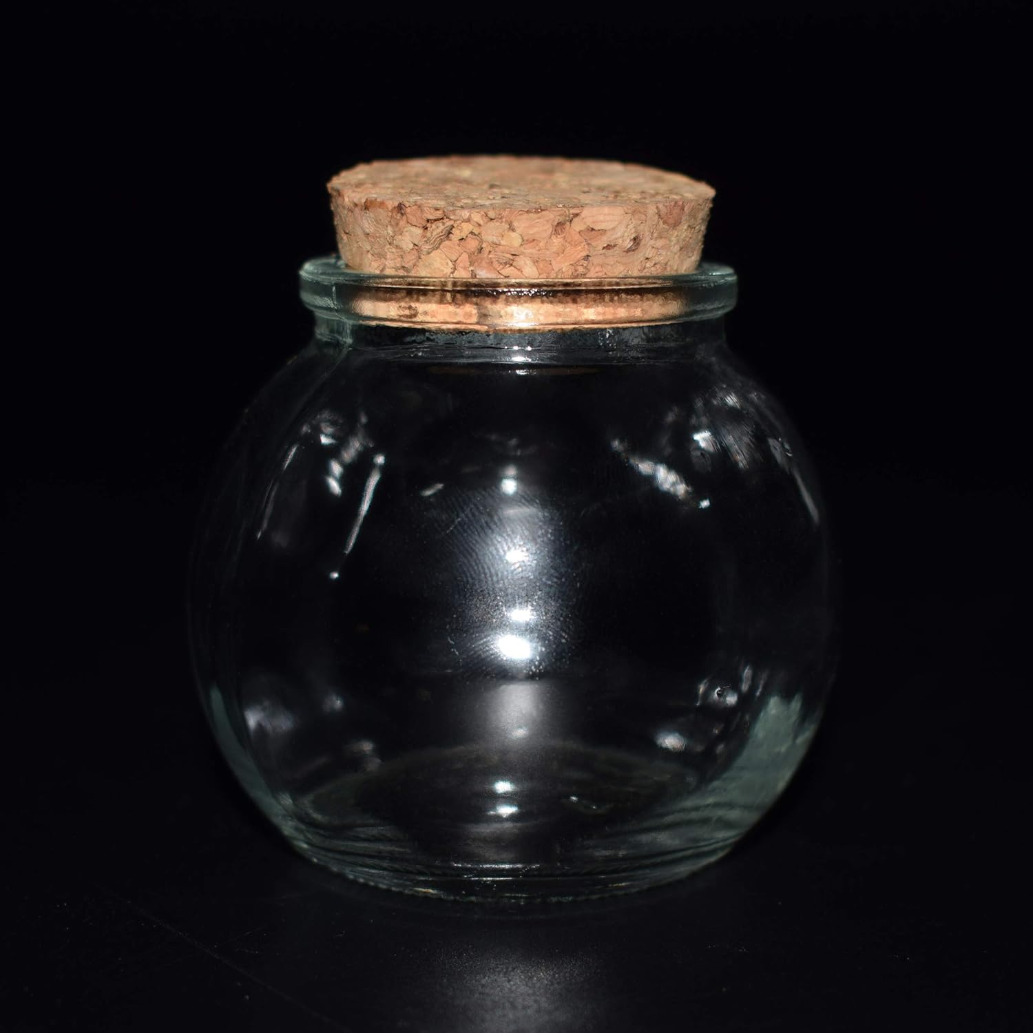 Clear Glass Bottle With Cork Stopper Assorted Shapes Bud Vases Jars Message Wish Bottle 1 Piece (Round Ball)