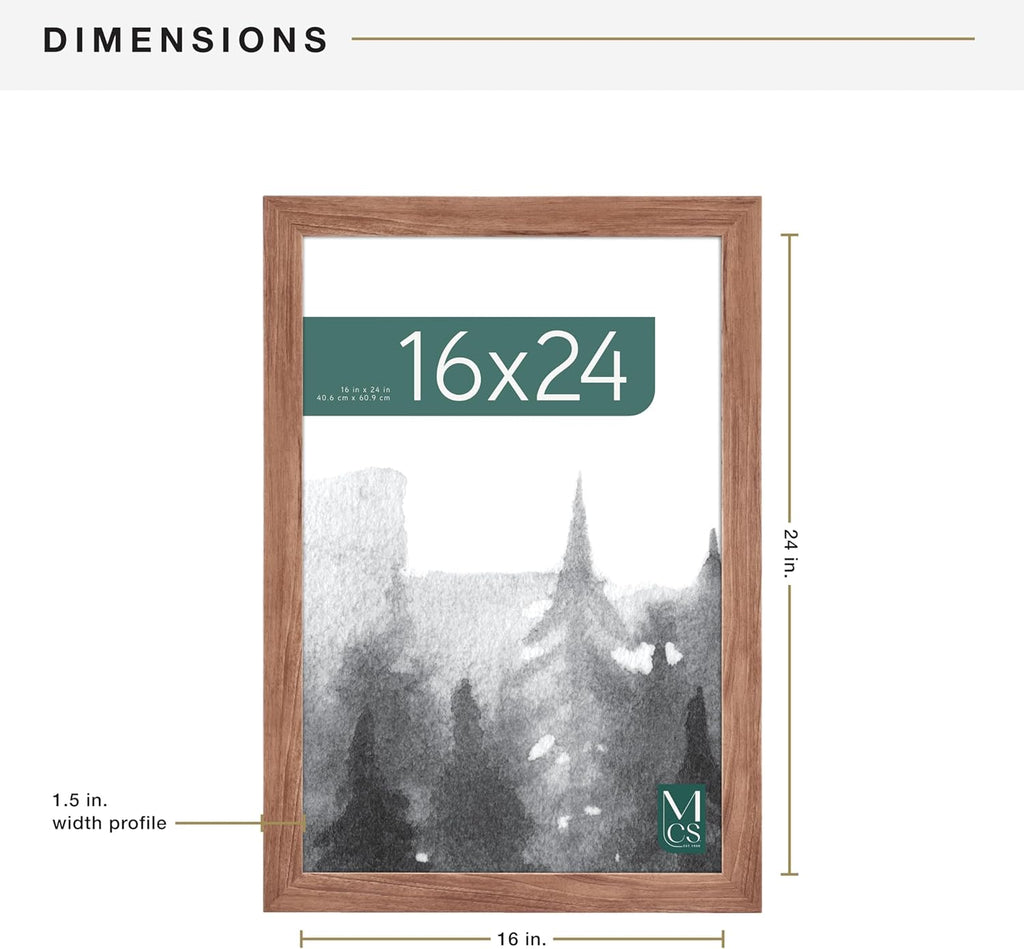 MCS Museum Poster Frame 16x24 Medium Oak Woodgrain, Vertical & Horizontal Wall Hanging Large Picture Frame for Photos, Posters & Art Prints (1-Pack)
