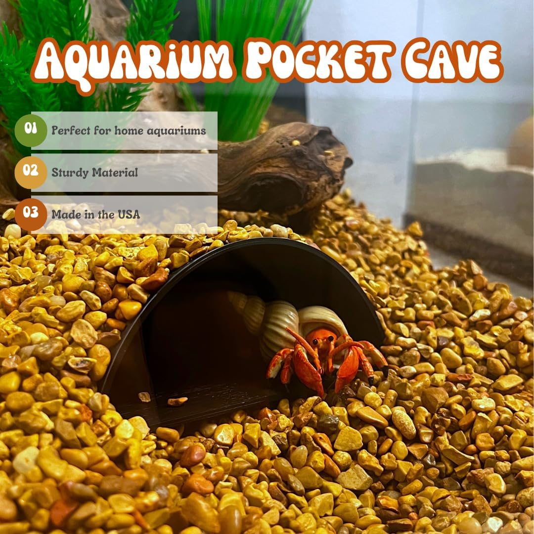 REEFSHAPE Aquarium or Terrarium Pocket Cave | Minimalist Shelter Cave for Fish, Shrimp, Reptiles, Amphibians, & More! | Made in USA (Pocket Cave, Black)