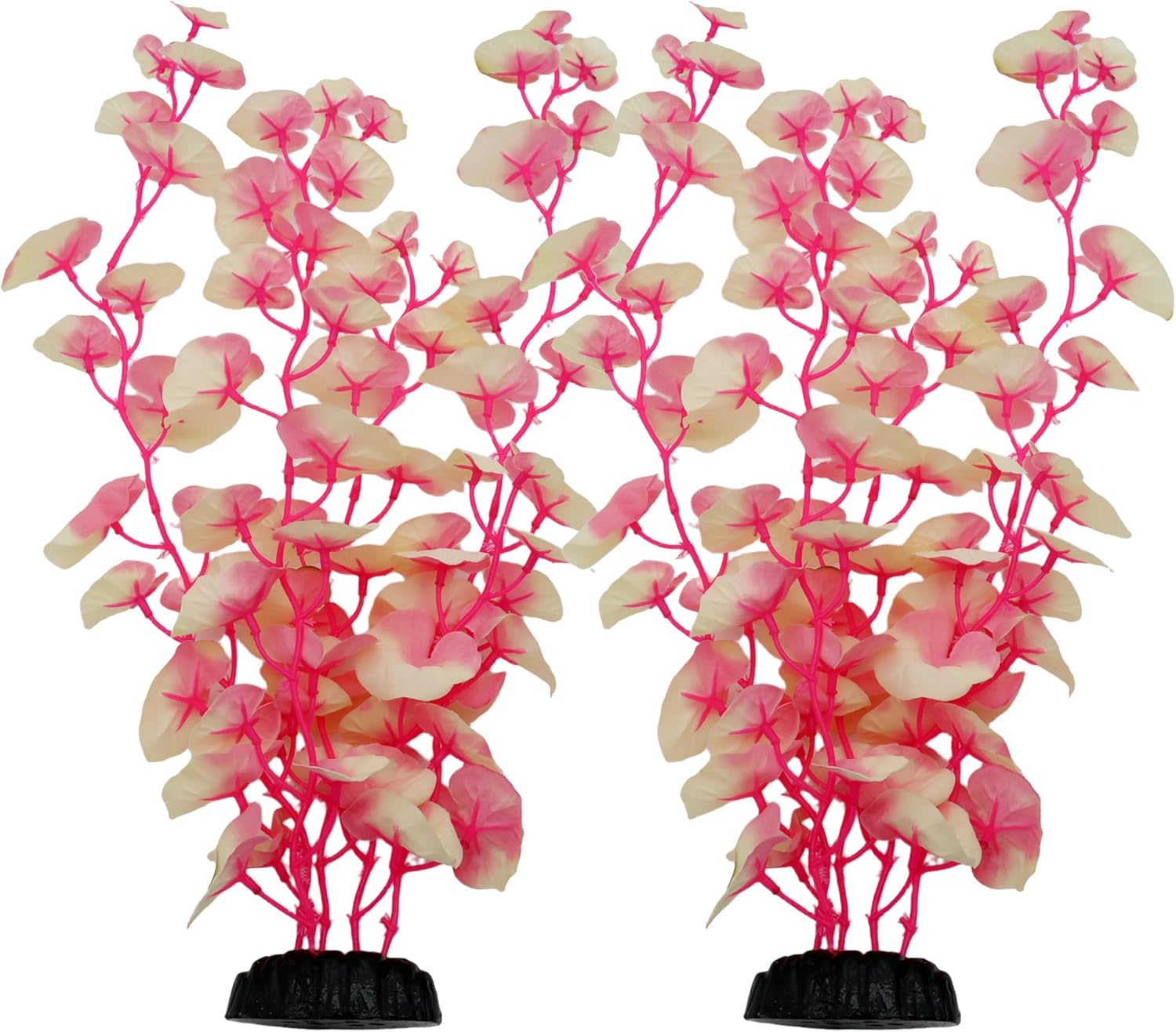 16 Inch Aquarium Fish Tank Plant Betta Fish Tank Decor,2 Pack Silk Aquarium Plants for Aquarium Decoration (White-Pink)