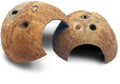 PINVNBY Natural Coconut Reptile Hideouts Lizard, Coco Hut Hermit Crab Hut Aquarium Fish Hide Cave for Small Reptile Crested Gecko Leopard Gecko Spider Snail Climber Toys (2 PCS Natural Surface)