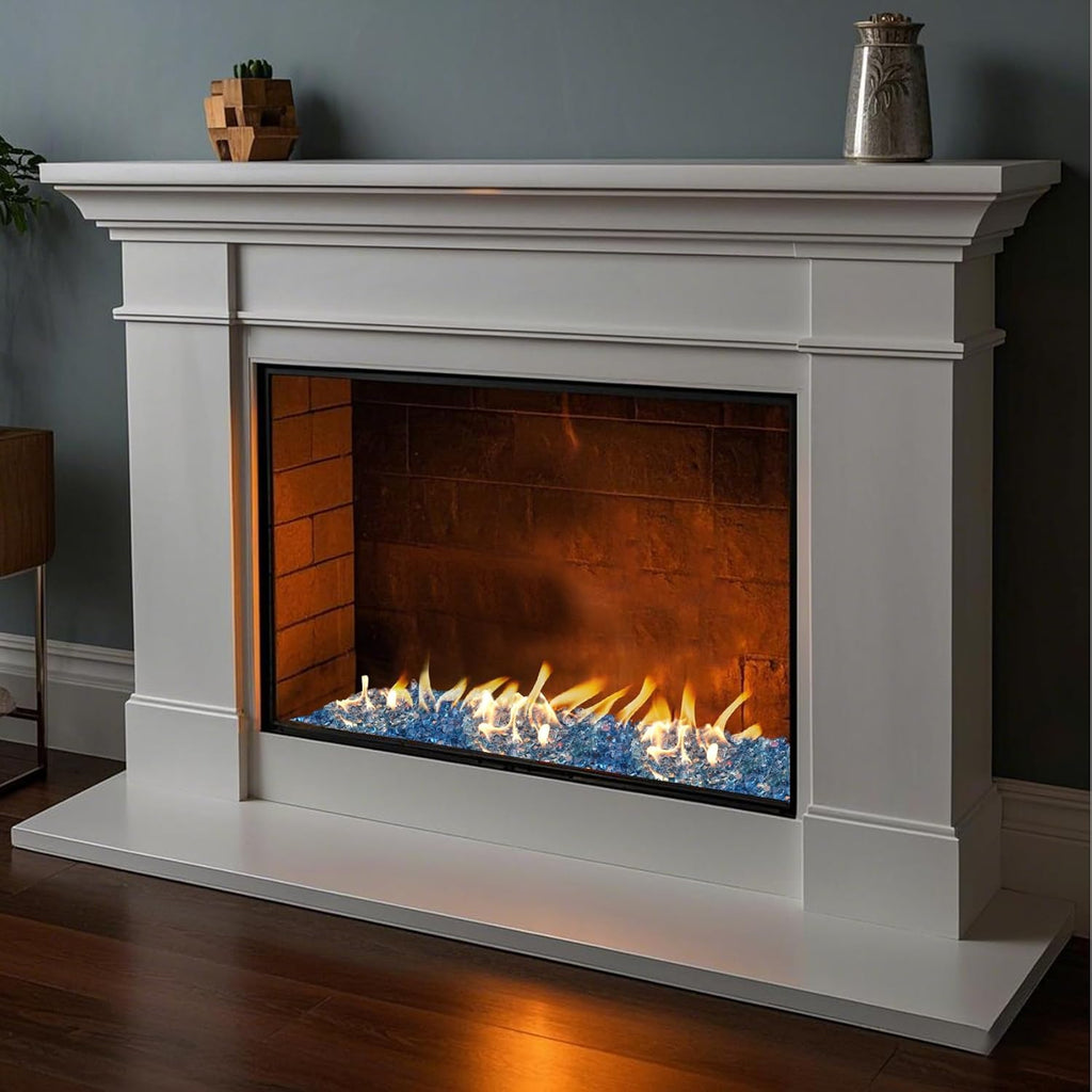 Skyflame High Luster 10-Pound Regular Fire Glass for Fire Pit Fireplace Garden Landscaping Pacific Blue 1/2" Size