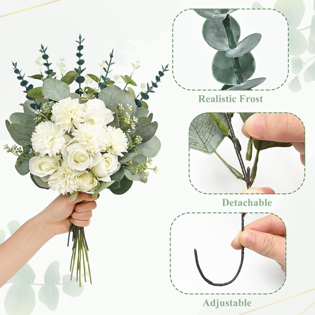 Waipfaru 240 Pcs Eucalyptus Stems, Artificial Greenery Stems and Faux Flowers, Mixed Greenery Stems Leaves Bulk, 5 Kinds Silver Dollar Eucalyptus for Wedding Decor Vase Floral Arrangement Centerpiece