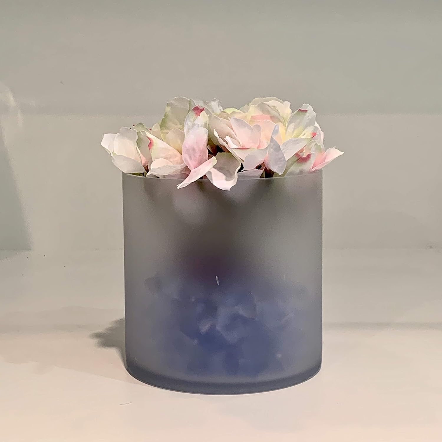 WGV Cylinder Vase Bulk, Width 6", Height 6", Frosted Floral Glass Container, Candle Holder for Wedding Centerpiece, Party Event, Home Office Decor, 12 Pieces