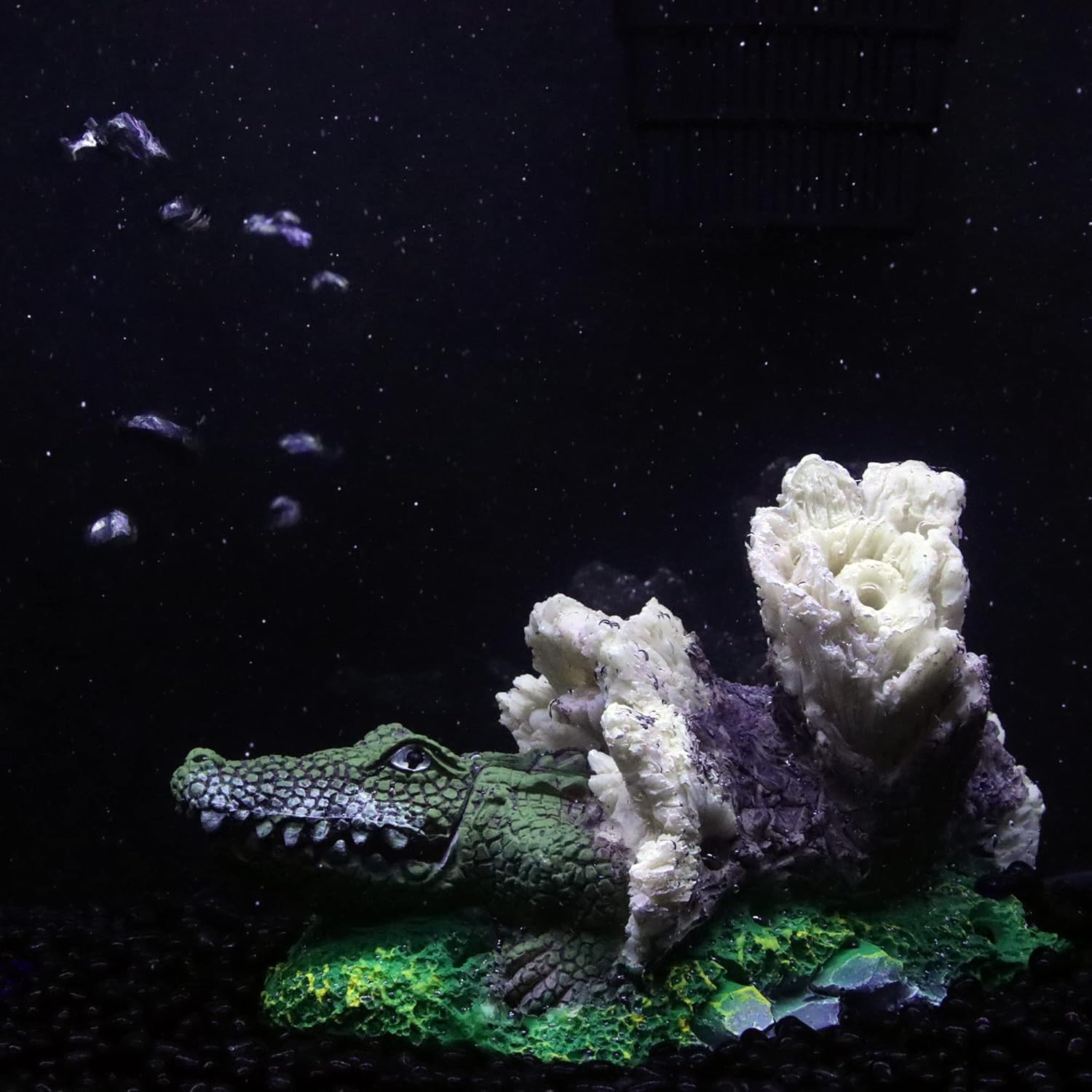 Aquarium Air Bubbler Decorations,Air Bubbler Decor Ornament for Fish Tank (Alligator)