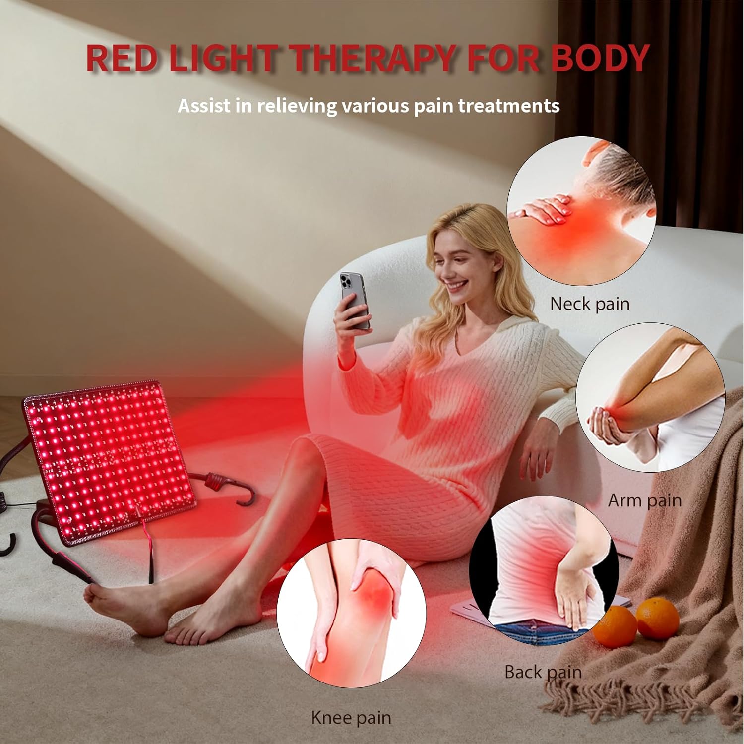 PEEKO Red Light Therapy for Body, Infrared Light Therapy Panel Lamp for Sauna Tnet, 660nm and 850nm Near Infrared LED Red Lights Therapy Device at Home for Face and Body