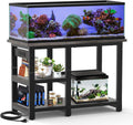 AQQA 40-50 Gallon Fish Tank Stand with 5 in 1 Power Outlets, 36x18 Inch Heavy Duty Metal Frame Aquarium Stand, Adjustable Storage Shelves, 720LBS Capacity Terrarium Stand, 3 Tiers Reptile Tank Stand