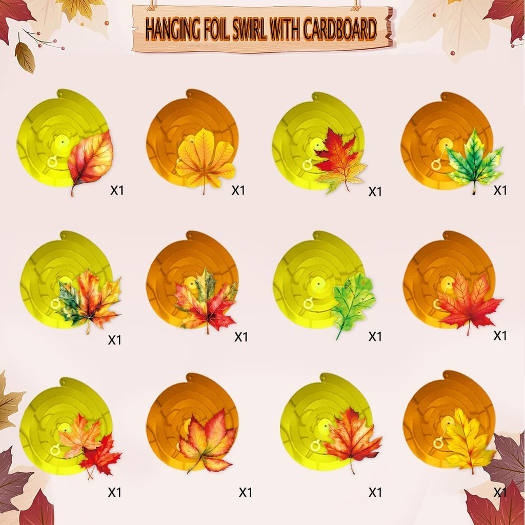 24 Pieces Fall Leaves Hanging Swirls – Maple Leaves Swirls Decorations 5.6×5.9 Inch Fall Thanksgiving Ceiling Hanging Decorations for Home, Autumn Thanksgiving, Harvest Decor, Family Gathering