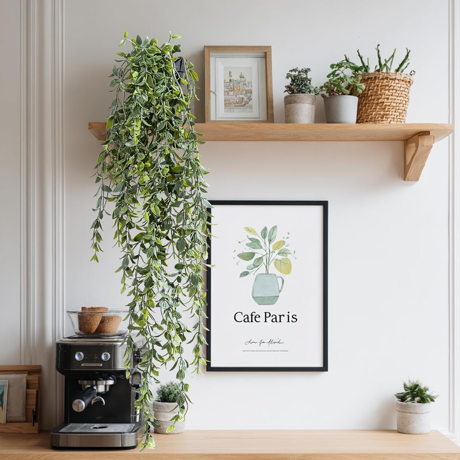 Artificial Hanging Plant 2 Pcs Faux Plant Ivy Vine Faux Eucalyptus Vines Fake Potted Greenery for Wall Living Room Home Shelf Office Bathroom Outdoor Indoor Decor (Type 2)