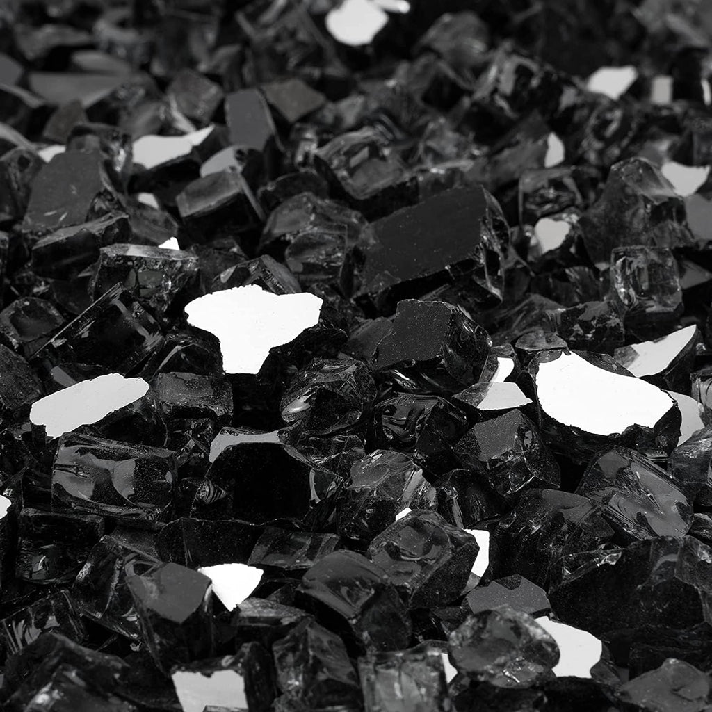 Onlyfire 10 pounds Fire Glass for Propane Fire Pit and Gas Fireplace, 1/4 Inch Reflective Firepit Glass Rocks for Fire Pit Table and Fire Bowl, High Luster Onyx Black