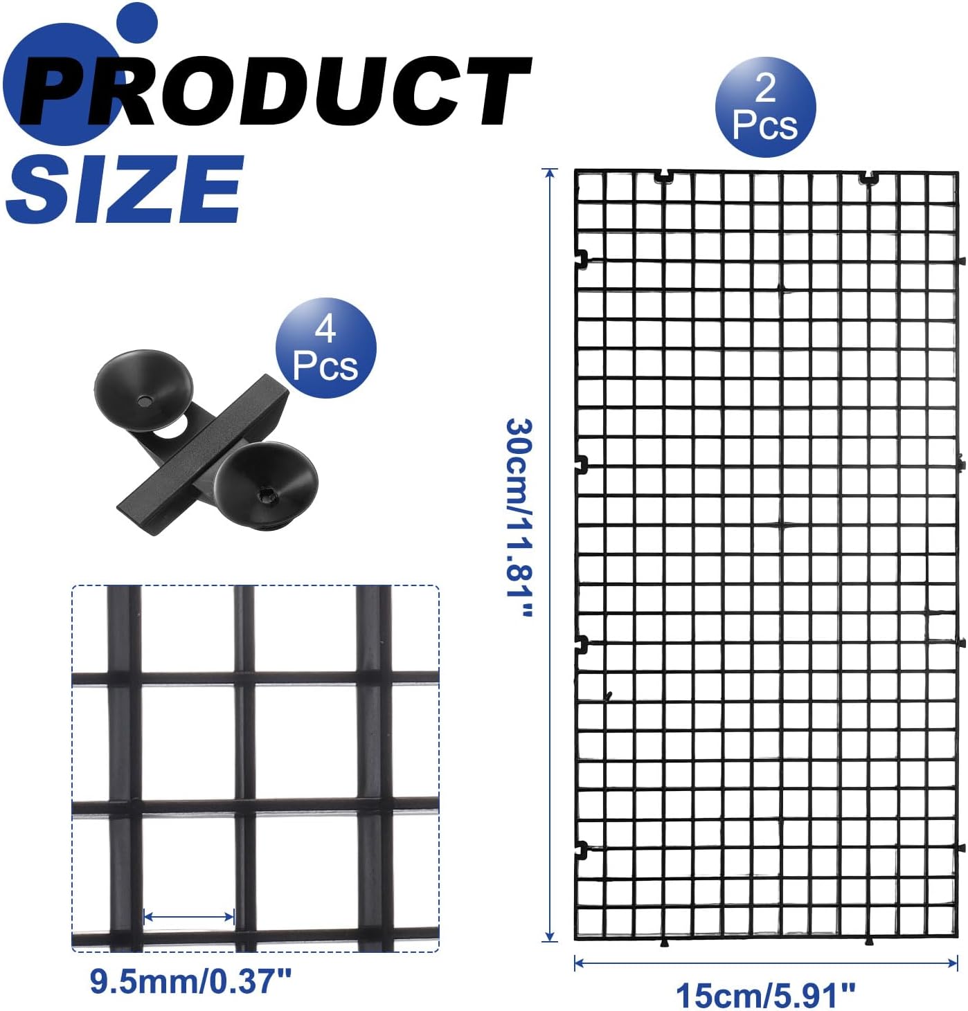 uxcell 2Pcs Aquarium Fish Tank Divider, 12x6 Inch Plastic Egg Crate Light Diffuser Grid Filter Bottom Partition Separator with Sucker Clips and Suction Cups for Aquarium, Black