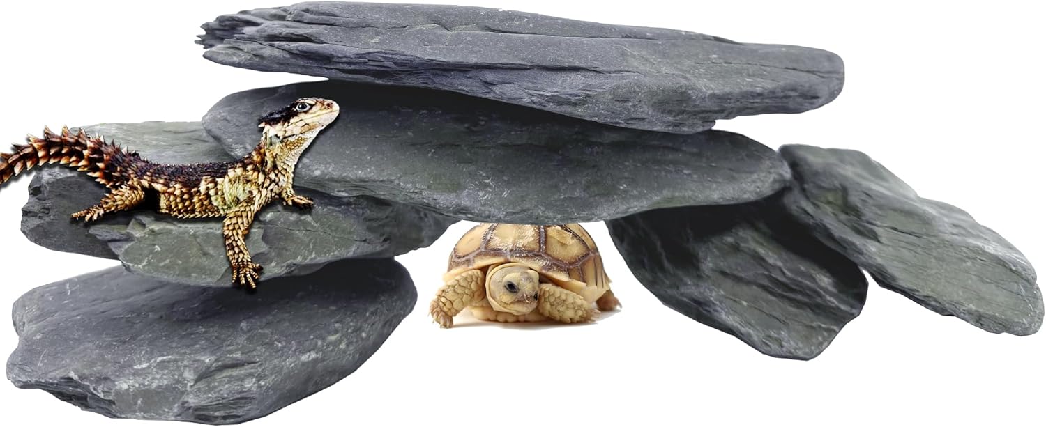 7/12 Pounds Natural Stream Slab Stones,Dragon-Rock Stone,Seiryu Stones Perfect for Aquariums,Fish Tanks,Terrariums,Landscaping Model,Reptile Rest Rock (Stream Slab Stones, 12 LB)