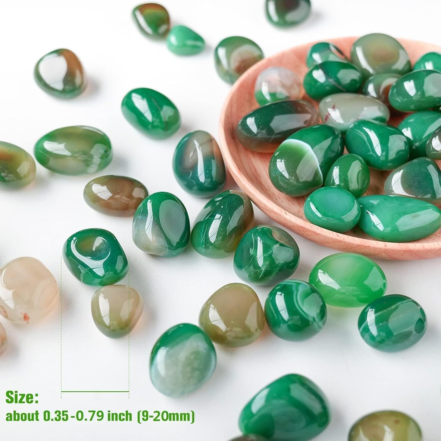 Halatool 1LB Green Aquarium Gravel for Fish Tank 0.35"- 0.6" Landscaping Pebbles for Home Decor Natural Decorative Polished Stones for Potted Plants DIY Handmade & Vase Filler