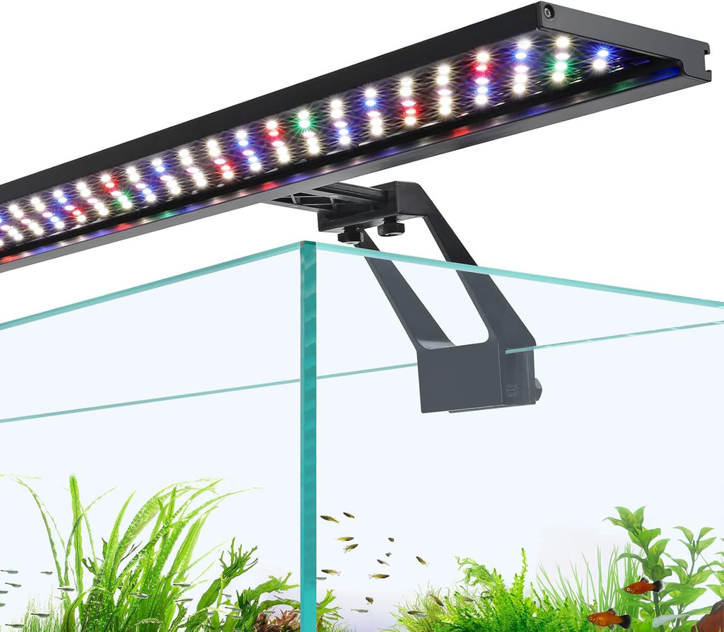 hygger Clip On Full Spectrum Aquarium LED Light, 22W Day-Night Dual Timer Sunrise-Day-Sunset-Moon Fish Tank Light, Adjustable Timer Brightness with 9 Colors for Planted Tank