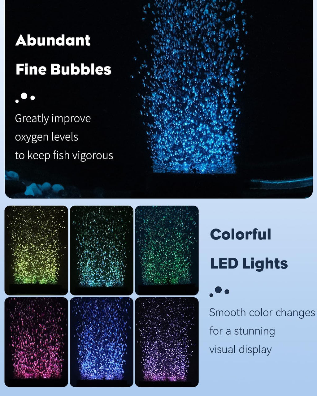 Uniclife Aquarium Volcano Ornament Kit, Colorful LED Light Decor for Fish Tank, Landscape Addition and Oxygenation, Realistic Resin Volcanic Decoration with Air Stone Bubbler