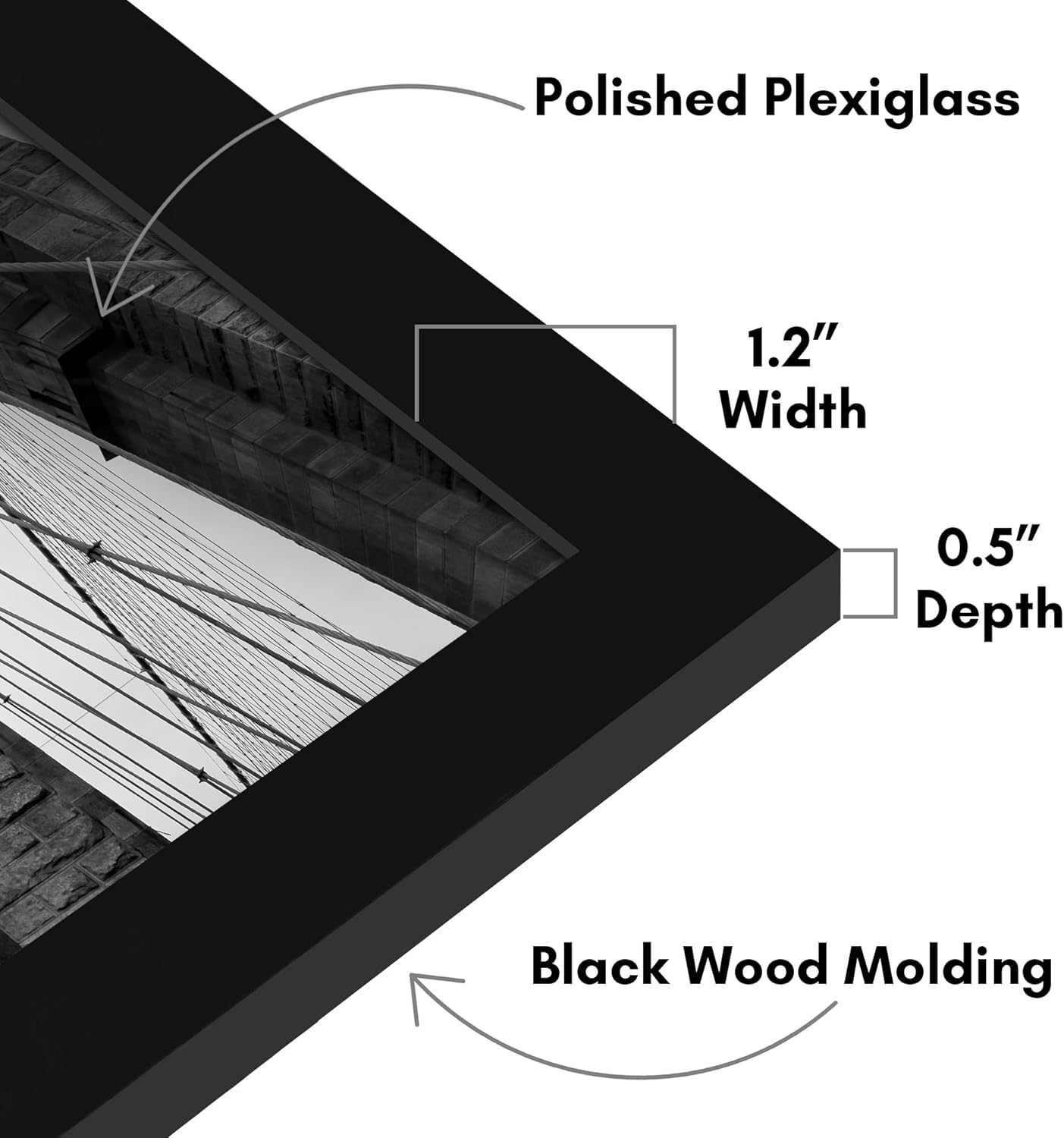 Americanflat 23x29 Poster Frame with Polished Plexiglass - Black Picture Frame - Wide Photo Frames Made of Engineered Wood for Vertical or Horizontal Wall Display - Epic Collection - Black