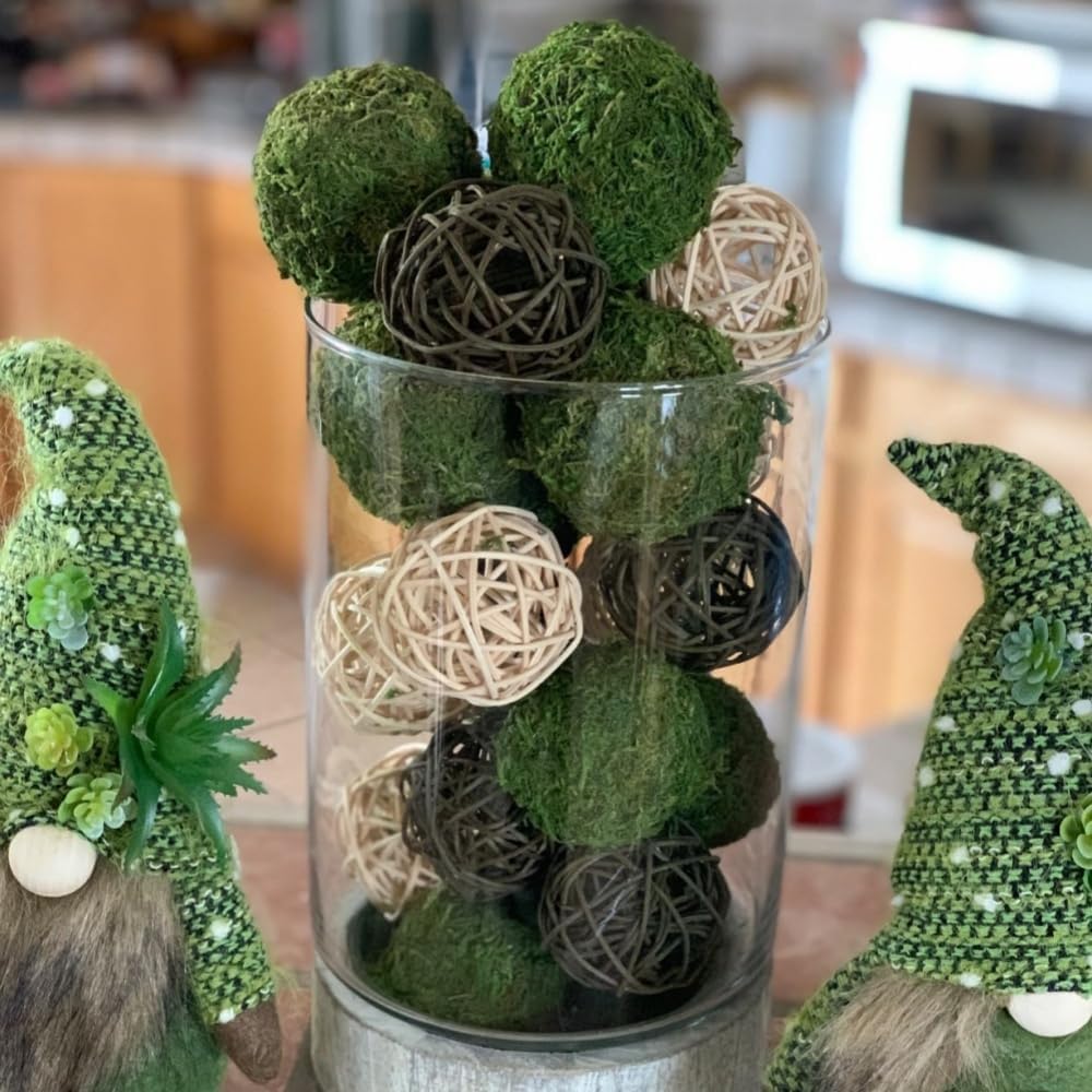 Large Decorative Moss Balls, 9 Pcs 3.5" Green Dried Moss Spheres, Greenery Balls Faux Mossy Globes, Balls for Bowls Filler, Wedding Decors, Centerpiece (3.5"- Set of 9)