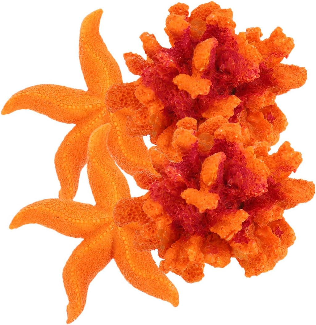 TOYANDONA 4pcs Artificial Coral Sea Star Aquarium Decoration Resin Coral Sculptures for Fish Tank Landscape Non- for Freshwater and Aquariums