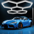 BRILLIHOOD Hexagon Garage Lights, 10-100% Dimmable LED Honeycomb Lights, 23040LM, 6500K Super Bright, 5 Grid Systems Car Detailing Lighting for Warehouse Workshop Basement Gym