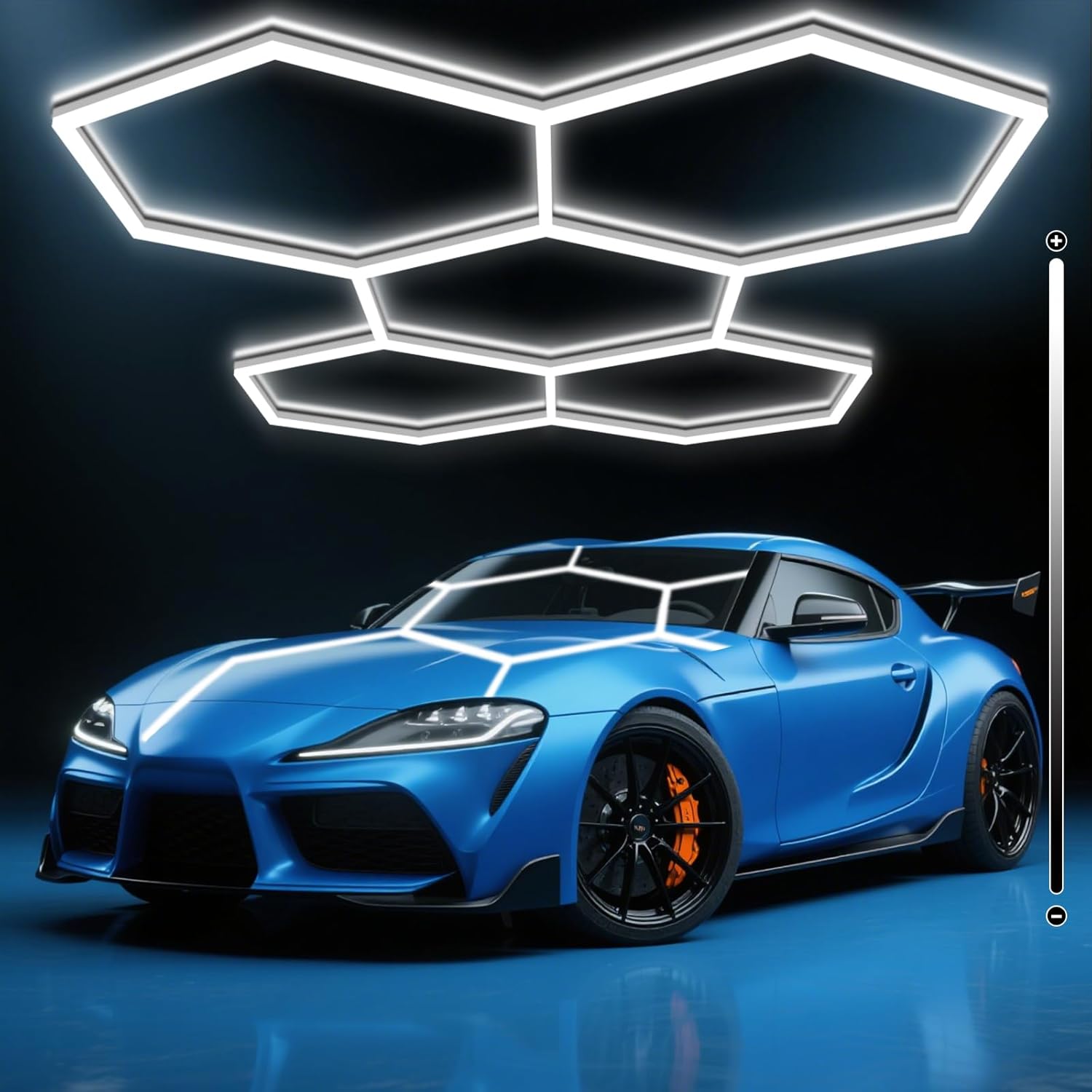 BRILLIHOOD Hexagon Garage Lights, 10-100% Dimmable LED Honeycomb Lights, 23040LM, 6500K Super Bright, 5 Grid Systems Car Detailing Lighting for Warehouse Workshop Basement Gym