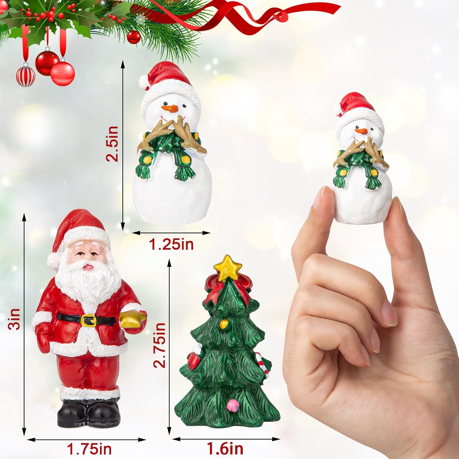 Christmas Aquarium Decorations 3PCS Resin Christmas Fish Tank Decorations Include Aquarium Christmas Tree & Snowman Christmas Figurines & Santa Claus for Christmas Fish Tank Supplies Table Decor