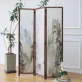 3 Panel Room Divider Screen,Double Faced Room Divider Folding Wall Divider for Room Separation,Mountains and Waters Landscape,67" H x 47.2" W