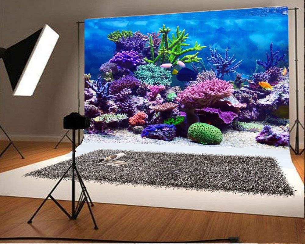 AOFOTO 10x6.5ft Under The Sea Backdrop Underwater Seascape Coral and Fish Aquarium Photography Background Marin Ocean Diving Atoll Reef Summer Kids Birthday Artistic Portrait Photoshoot Studio Props