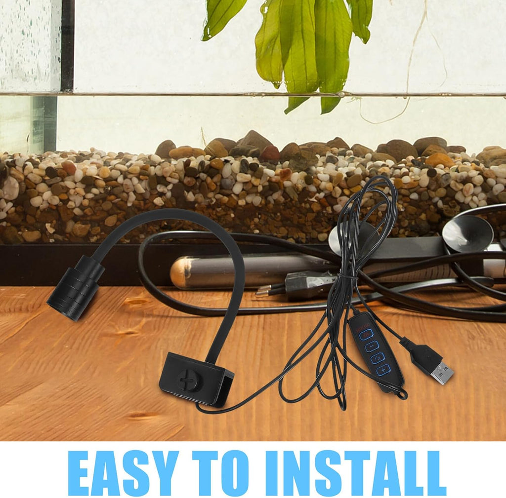 DECHOUS Dimmable Mini LED Aquarium Light USB Powered Adjustable Spotlight for Fish Tanks Bright White and Warm Yellow Lighting Easy Installation and Angle for Vibrant Aquarium Decor