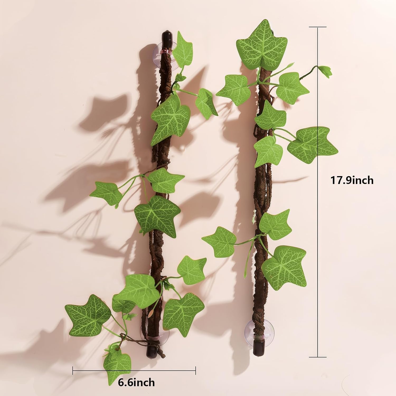 BNOSDM Reptile Climbing Branch Flexible Bend-A-Branch Jungle Vines Terrarium Plant Decoration with Suction Cup for Crested Gecko Chameleon Gecko Snake Tree Frog 2PCS