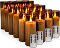 Halloween Decoration Flickering Flameless Candles Battery Operated Timer Led Pillar Candles with Realistic Moving Wick Candles for Home Decor 24 Pack (D2.2 xH 5" 6" 7")(Grey)