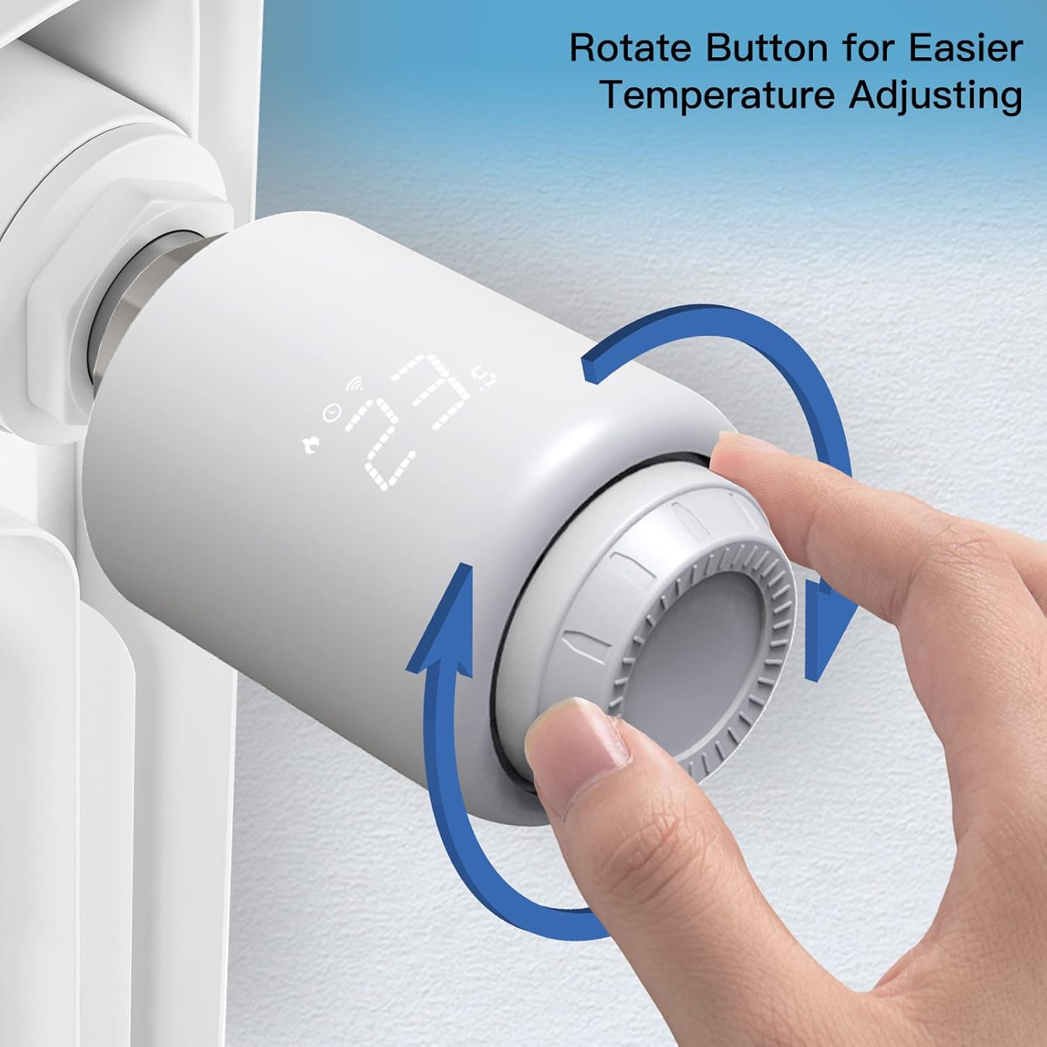 YWBL-WH Tuya Thermostatic Valve, LED Dot Display TRV Controller Wireless Mobile App Control with Weekly Schedule 4 Periods, for Home Heating Temperature Control (WiFi)