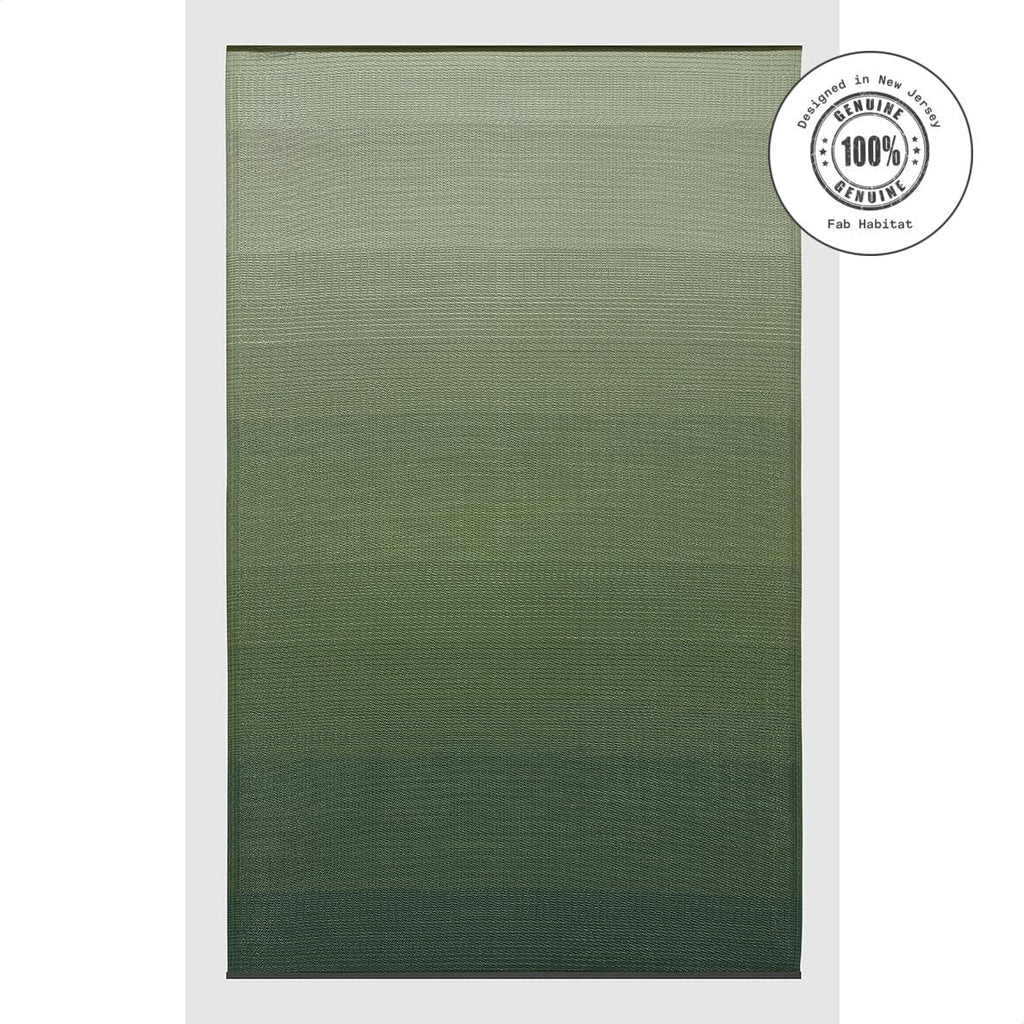 Fab Habitat Ombre Outdoor Rug - Waterproof, Fade Resistant, Crease-Free - Premium Recycled Plastic - Striped - Patio, Porch, Deck, Balcony - Big Sur - Green - 3 x 5 ft