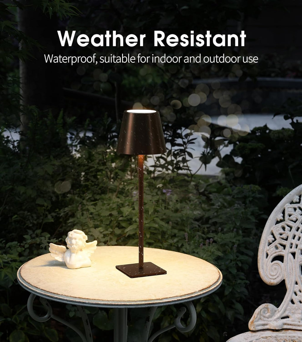 UME 3 Pack Cordless Table Lamp, Battery Operated Lamp - Portable Waterproof Rechargeable Table Lamp w/ 3 Color Temps & Stepless Dimming for Dinner, Desk, Cafe, Outdoor (Brushed Bronze | Coffee Tonal)