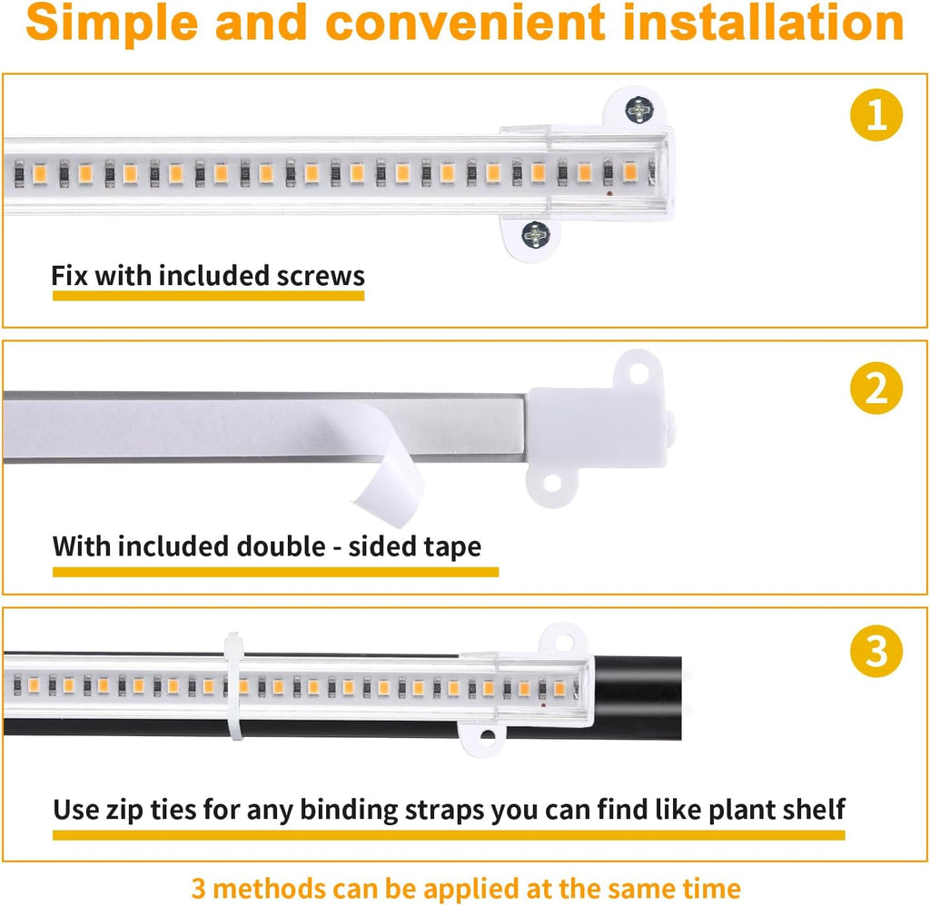 8.6'' Mini Two Strip Growing Lamp for Indoor Plants, 3000K Full Spectrum LED Grow Light Strips with Auto ON/Off 3/9/12H Timer & 10 Dimmable Levels for Green House Succulent (2 Head×2 Pack)