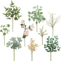 Serra Flora Artificial Greenery Stems Box Set,(Pack of 44pcs) with 9 Kinds of Faux Pink Green Filler for DIY Bridal Bouquets Wedding Floral Arrangement Table Centerpieces