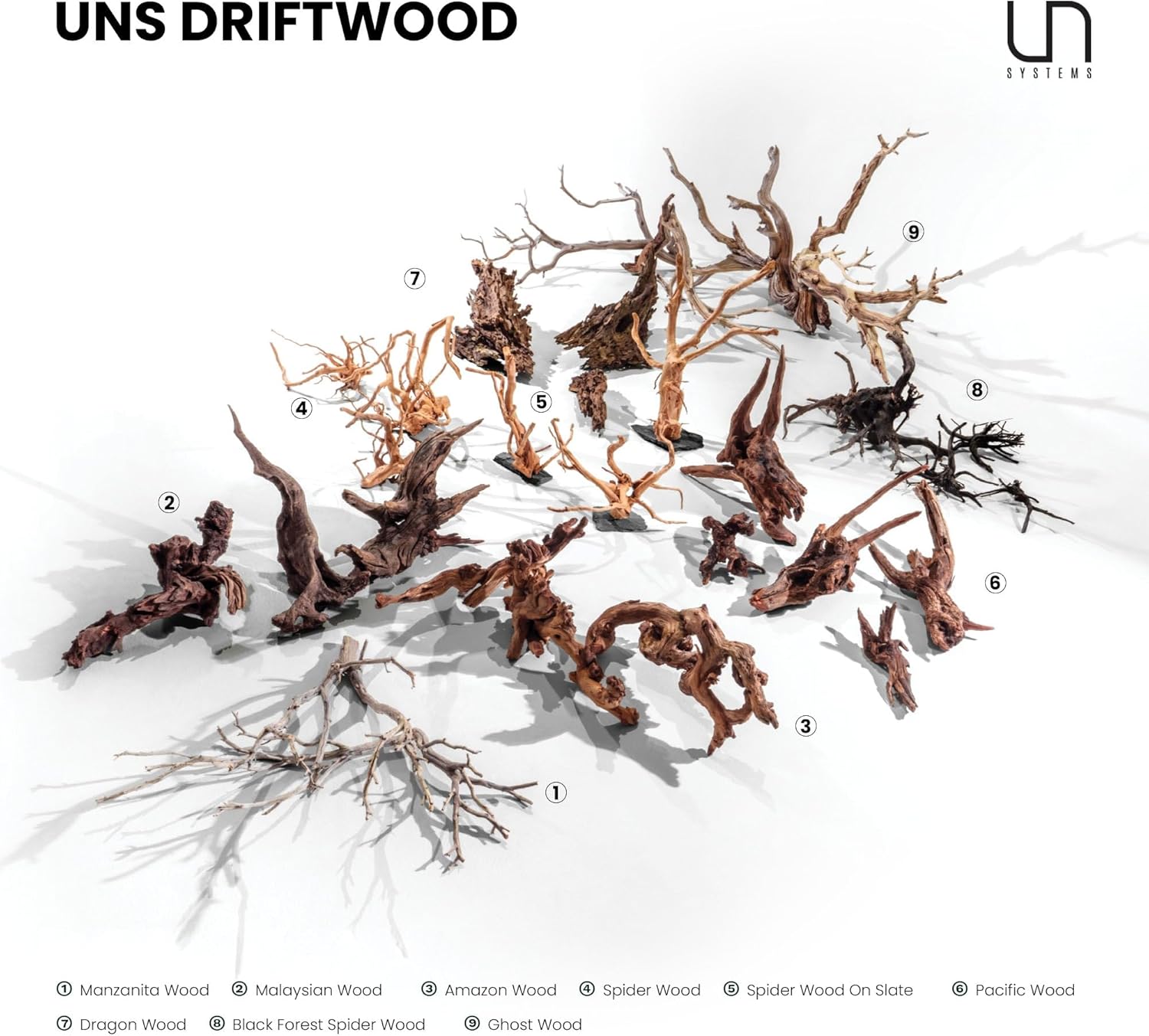 Ultum Nature Systems Driftwood - Mopani Wood - Natural Aquarium Hardscape for Planted Tank Aquascaping - Fish, Crab, Reptile, Bird, Paludarium Enclosure Structure, Terrarium Decor - MED 1Pc, 12-16"